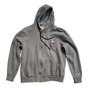 BKYS Lucky Charm Gray Bunny Hoodie Full Zip Steetwear Sz Medium